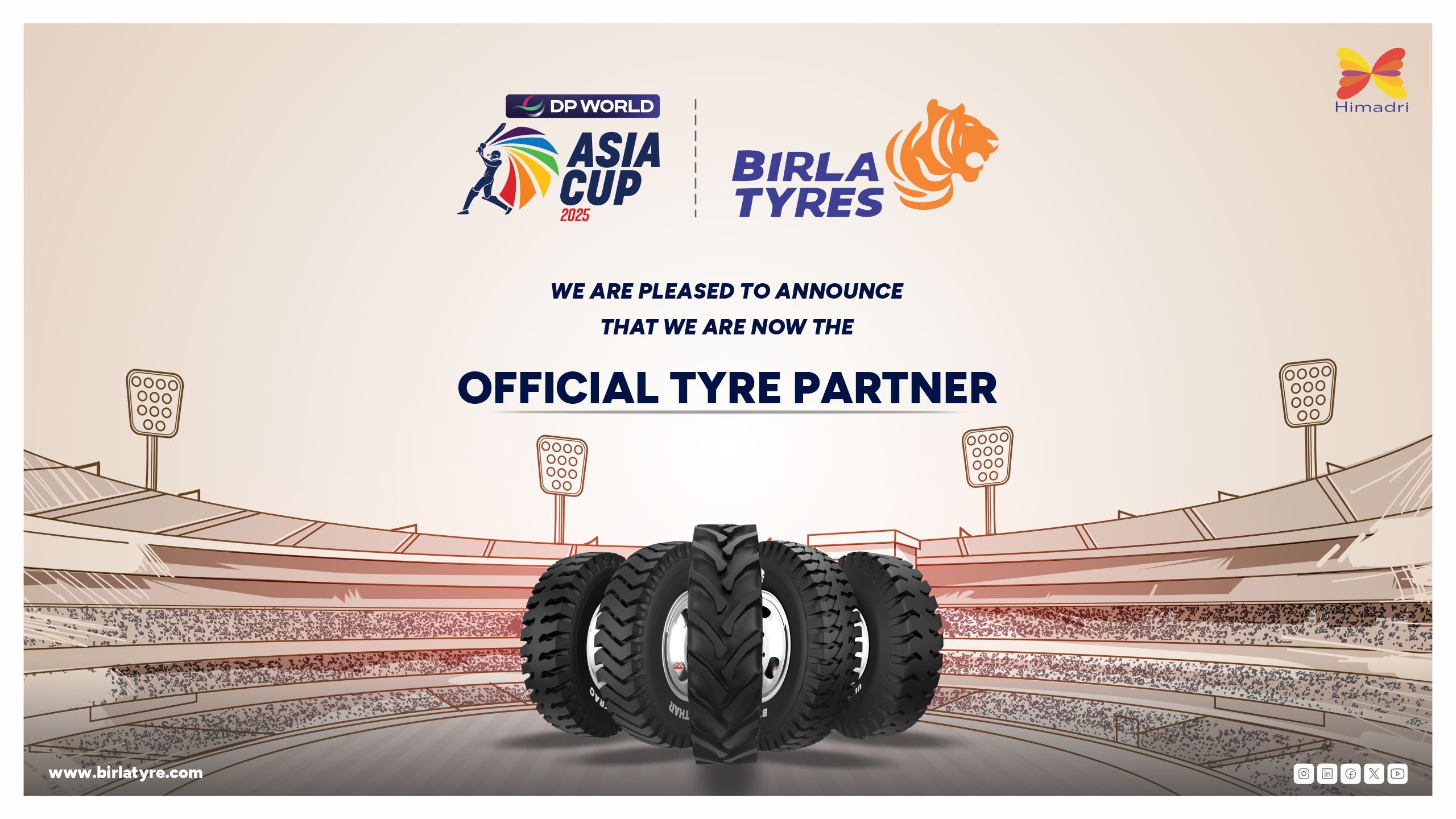 Birla Tyres Rolls into the Spotlight as Official Tyre Partner of DP World Asia Cup 2025